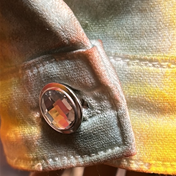 Glory Denim Trucker Jacket Tie Dye  sherpa lined fray hem stretch Size 2X Large - Picture 16 of 17